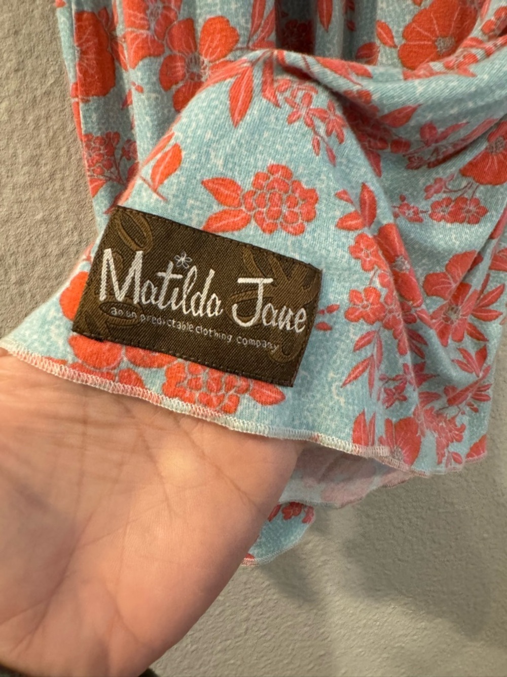 Matilda Jane Emilia Coral Floral Dress on Aqua - Picture 4 of 6
